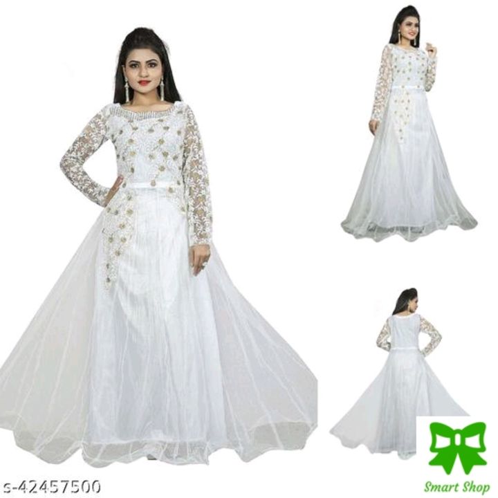 Post image Matr 569 rupaye me hi aapko padegaCatalog Name:*Urbane Graceful Women Gowns*Fabric: NetSleeve Length: Long SleevesPattern: EmbroideredSizes:Free Size (Bust Size: 44 in, Length Size: 45 in) Easy Returns Available In Case Of Any Issue*Proof of Safe Delivery! Click to know on Safety