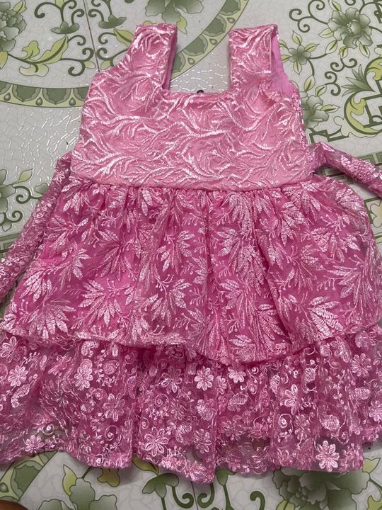 Pure georgette chikan frocks for kids uploaded by Ishaq& Ismail Textiles on 4/16/2022