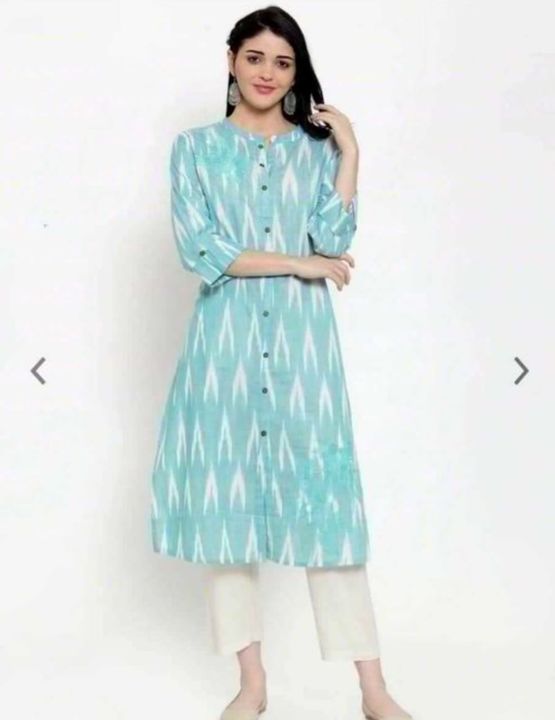 Post image Unique Kurtis for summer fashion.      Ikkat brand new arrival khadi cotton fabric handlooms.... Connect on. 9156332812