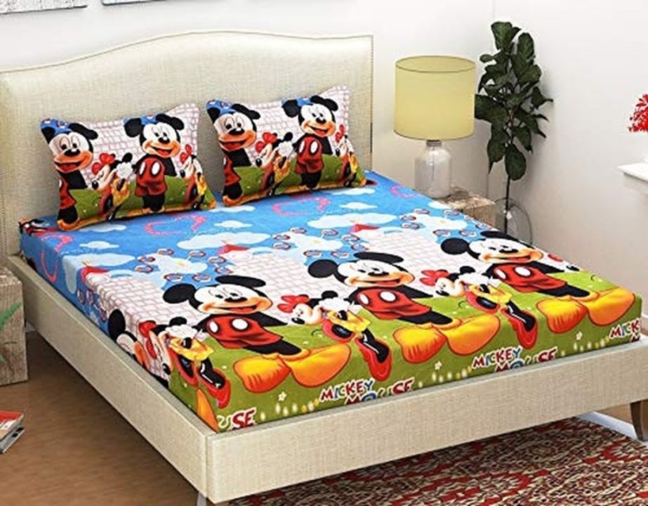 Polycotton double cartoon printed bedsheet uploaded by Fashion world on 4/16/2022