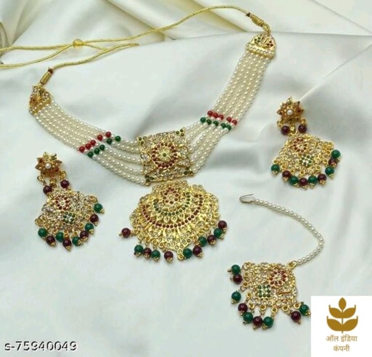 Post image Catalog Name:*Princess Fancy Jewellery Sets*Base Metal: BrassPlating: Gold PlatedStone Type: PearlsSizing: AdjustableType: Necklace Earrings MaangtikaEasy Returns Available In Case Of Any Issue*Proof of Safe Delivery! Click to know on Safety Standards of Delivery Partners- https://ltl.sh/y_nZrAV3