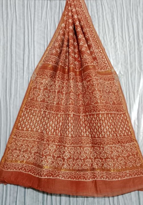 Pure Chanderi silk saree With Handblock printed  uploaded by Weaver Fab India on 4/16/2022