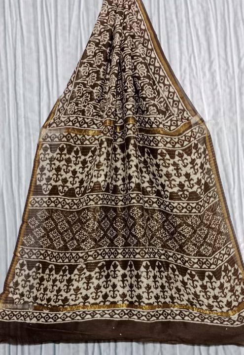 Pure Chanderi silk saree With Handblock printed  uploaded by Weaver Fab India on 4/16/2022
