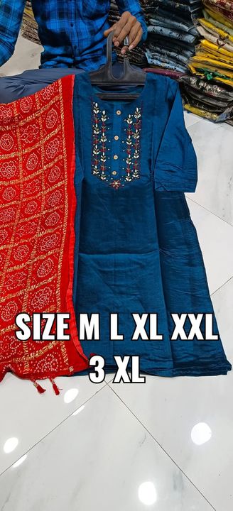 Post image *kurti with duppata set*
*Size=mention on picture*
*Fabric = muslin*
*Price= 620/*+$
*# new arrive*