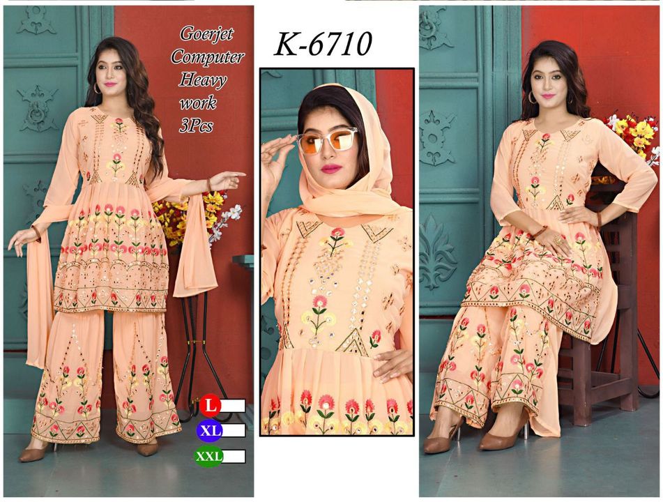  Georgette fabric sharara pes uploaded by business on 4/16/2022