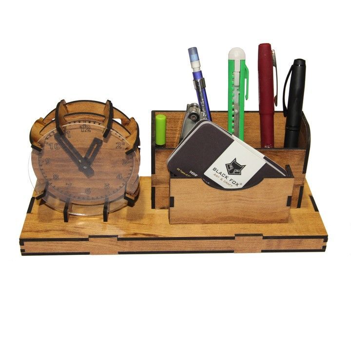 Wooden Office Organizer with Clock uploaded by BlackFox Art & Craft on 4/17/2022