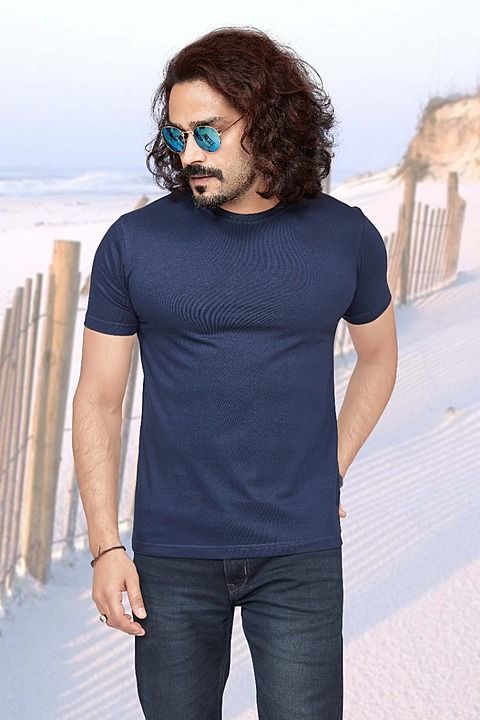 Men's Round Neck Navy blue Tshirt uploaded by business on 10/20/2020