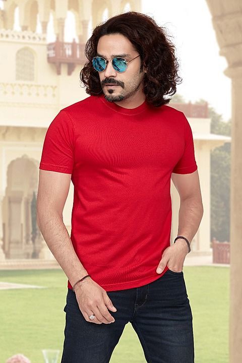 Men's Round Neck Red Tshirt uploaded by Shree Radhe Rani silk mills on 10/20/2020