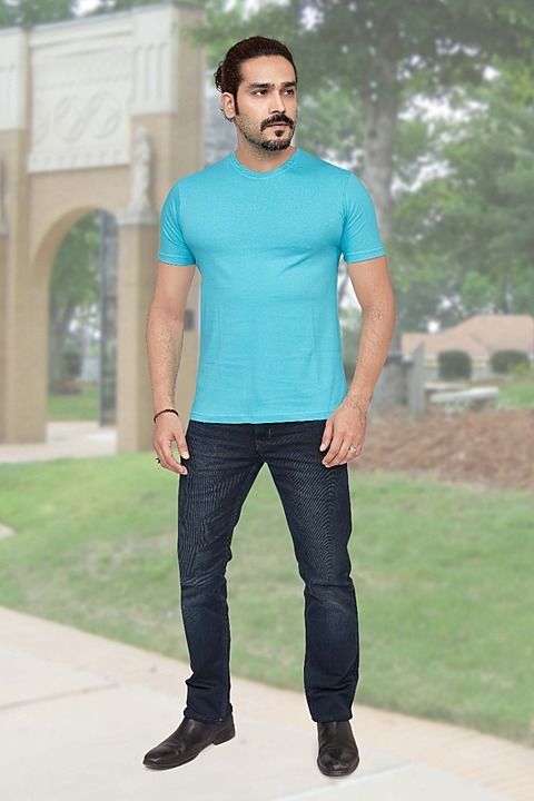 Men's Round Neck Mint Blue Tshirt uploaded by business on 10/20/2020