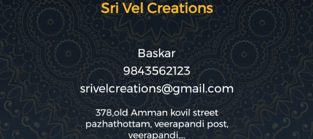 Visiting card store images of Sri vel creations