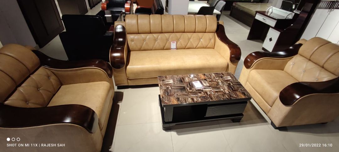 Moden handal & yellow rexin sofa uploaded by business on 4/17/2022