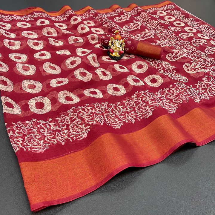 Linen club silk saree with blouse uploaded by business on 4/18/2022