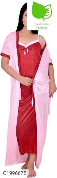 Post image *Catalog Name:* Women's Satin Solid Night Gowns With Robe
*Details:*Product Name: Women's Satin Solid Night Gowns With RobePackage Contains: It has 1 Piece of Night Gown Set with 1 Robe
Size in inches: 38
Color: Red
Fabric: Satin
Pattern: Solid
Combo: Pack of 1
Sleeve Length: Half SleevesWeight: 300Designs: 3
💥 *FREE Shipping*