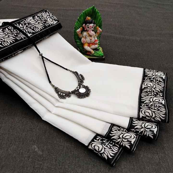Luga Creation Chanderi Cotton Silk Fancy Saree (White)  uploaded by Luga Creation on 4/18/2022