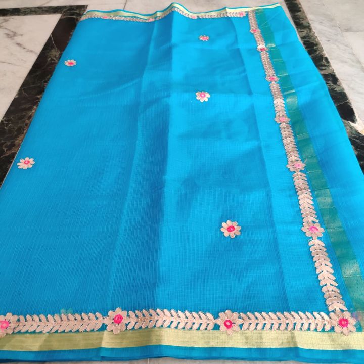 Kota doria cotton saree with beautiful gotta patti work uploaded by business on 4/18/2022