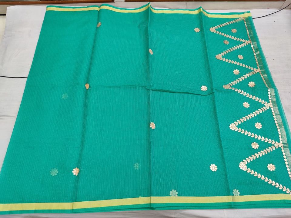 Kota doria cotton saree with beautiful gotta patti work uploaded by business on 4/18/2022