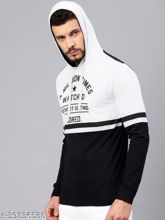Stylish Cotton Black White Hooded T Shirt uploaded by Usmaniya Online Store on 4/18/2022