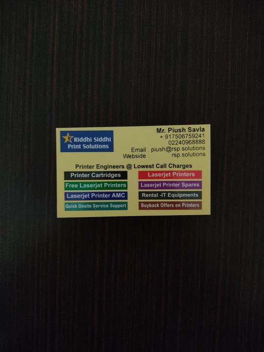 Visiting card store images of Riddhi Siddhi Print Solutions