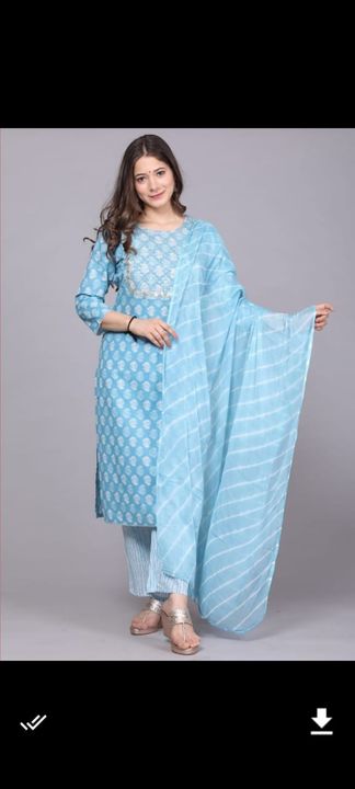 Kurti pilazo pant with dupatta  uploaded by business on 4/19/2022