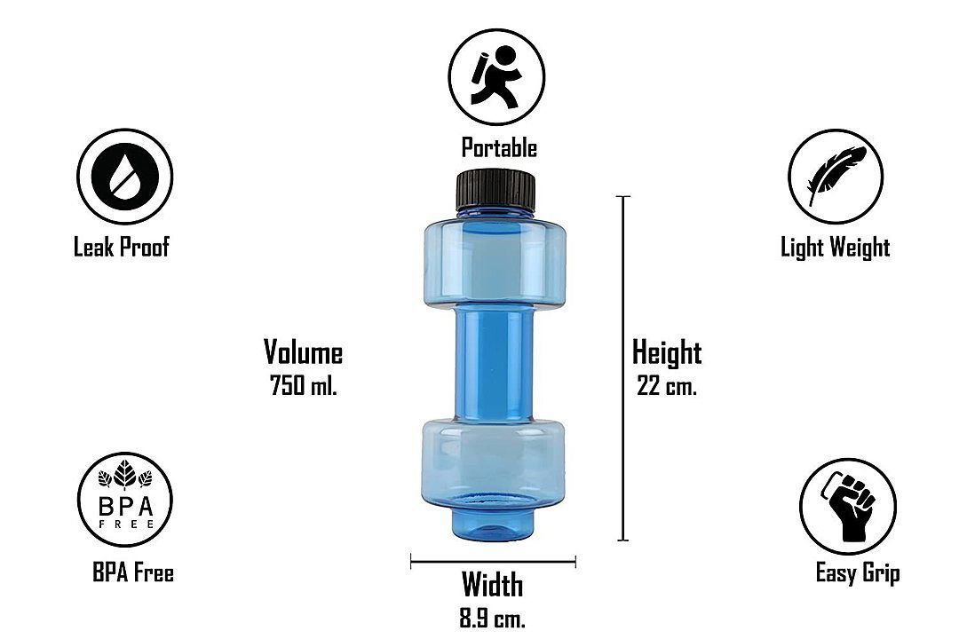 Dumbbell Water Bottle (750 ml) Gym Water Bottle uploaded by Fitmall on 6/15/2020