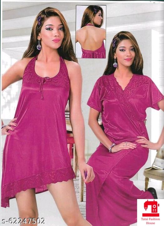Catalog Name:*Aradhya Attractive Women Nightdresses* Fabric: Satin Sleeve Length: Short Sleeves Patt uploaded by business on 4/20/2022