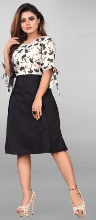 Women Fit and Flare Black, White Dress uploaded by business on 4/20/2022