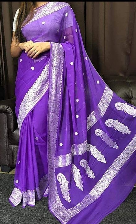 Pure Georgeot banarsi silk handloom sarees uploaded by Store_hub on 10/21/2020