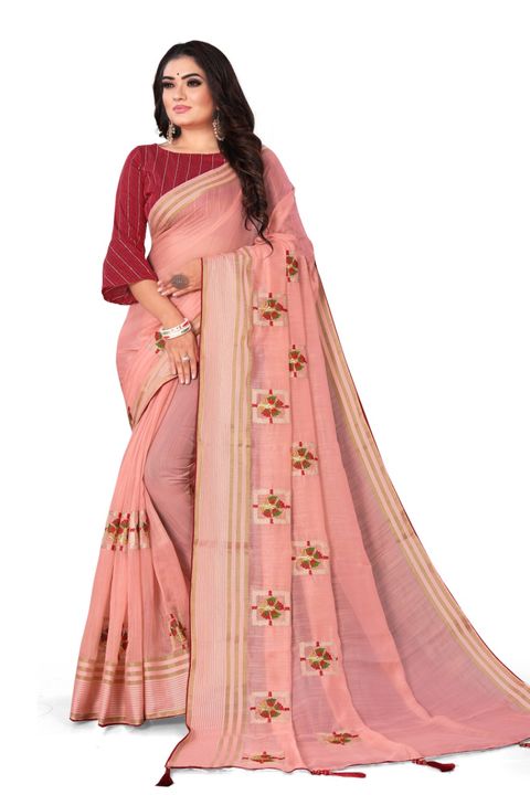 Embroidery coton sarees uploaded by business on 4/21/2022