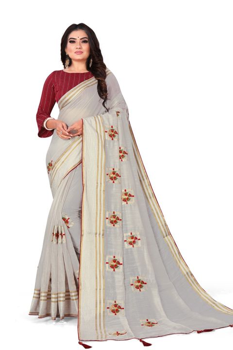 Embroidery coton sarees uploaded by business on 4/21/2022