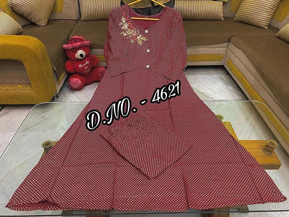 👗 *Heavy Rayon 14 Kg. Best Quality Fabric Flared, Long Kurti With Original Hand Adda Work & Gold Do uploaded by Seher collection on 6/15/2020