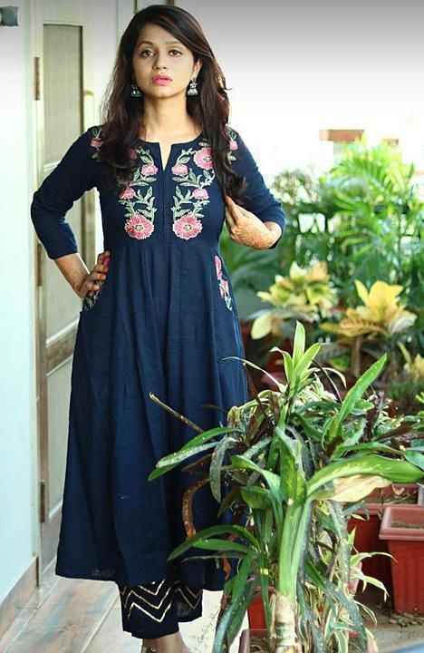 💃 *Beautiful cotton Embroidery Kurti with Gota lace Work pant set.  uploaded by Seher collection on 6/15/2020