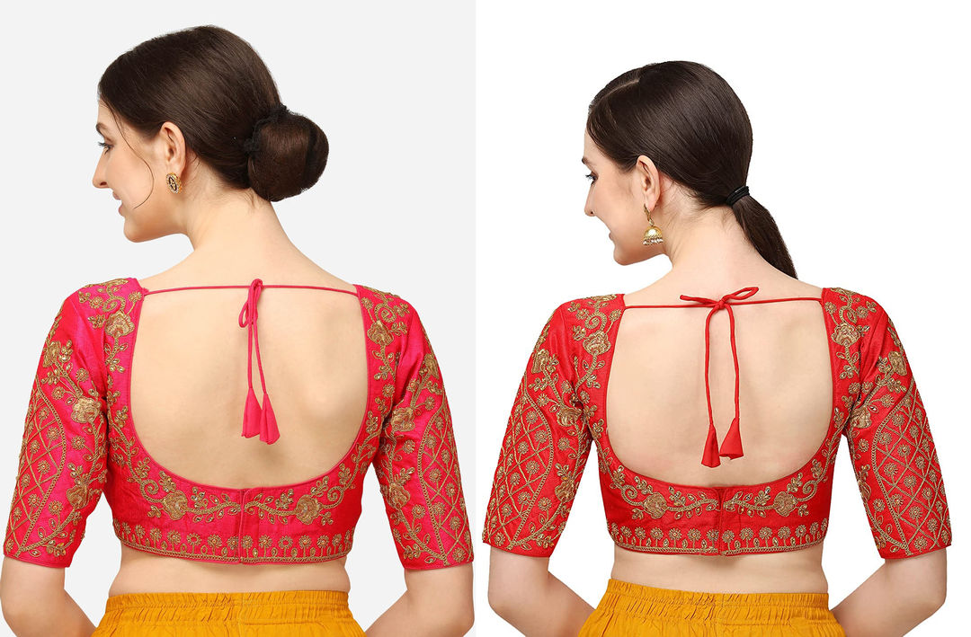 Pack of 2 (Combo) Embroidered Work Boat Neck Stylised Ladies Blouse for Party Wear uploaded by Blousekart on 4/21/2022