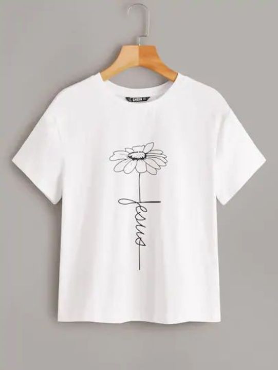 Stylish look designer casual cotton vinyl printed tshirt for women uploaded by business on 4/21/2022