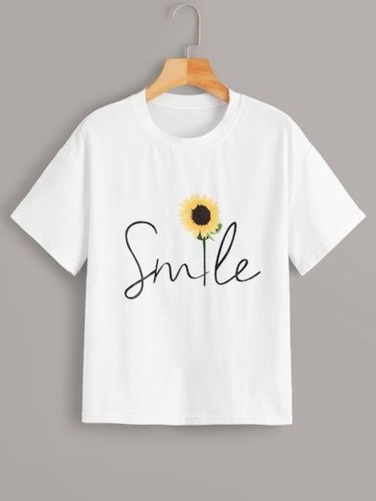 Stylish look designer casual cotton vinyl printed tshirt for women uploaded by business on 4/21/2022