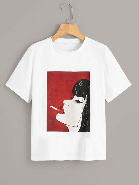 Stylish look designer casual cotton vinyl printed tshirt for women uploaded by business on 4/21/2022