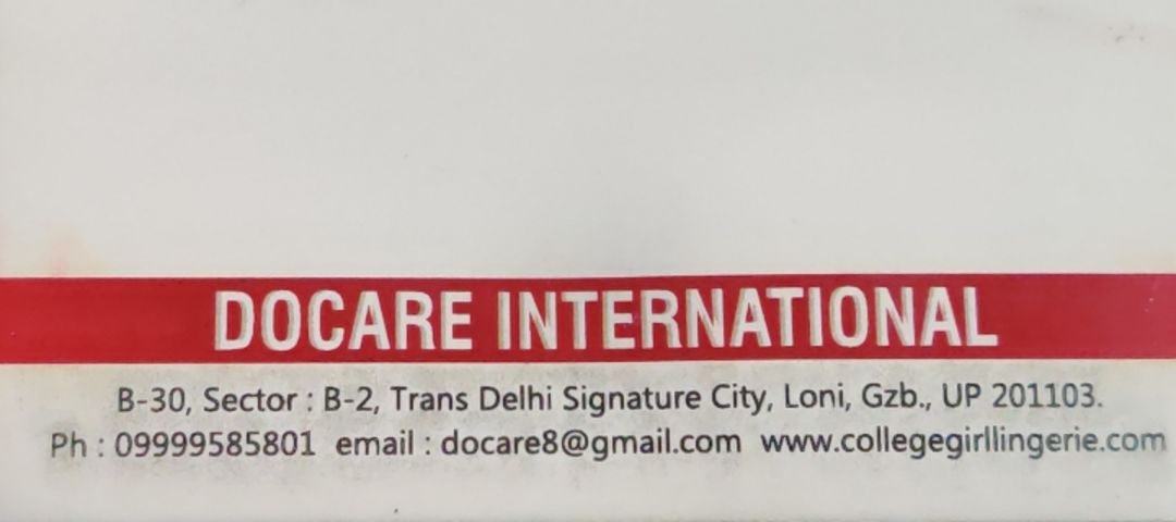 Visiting card store images of Docare International