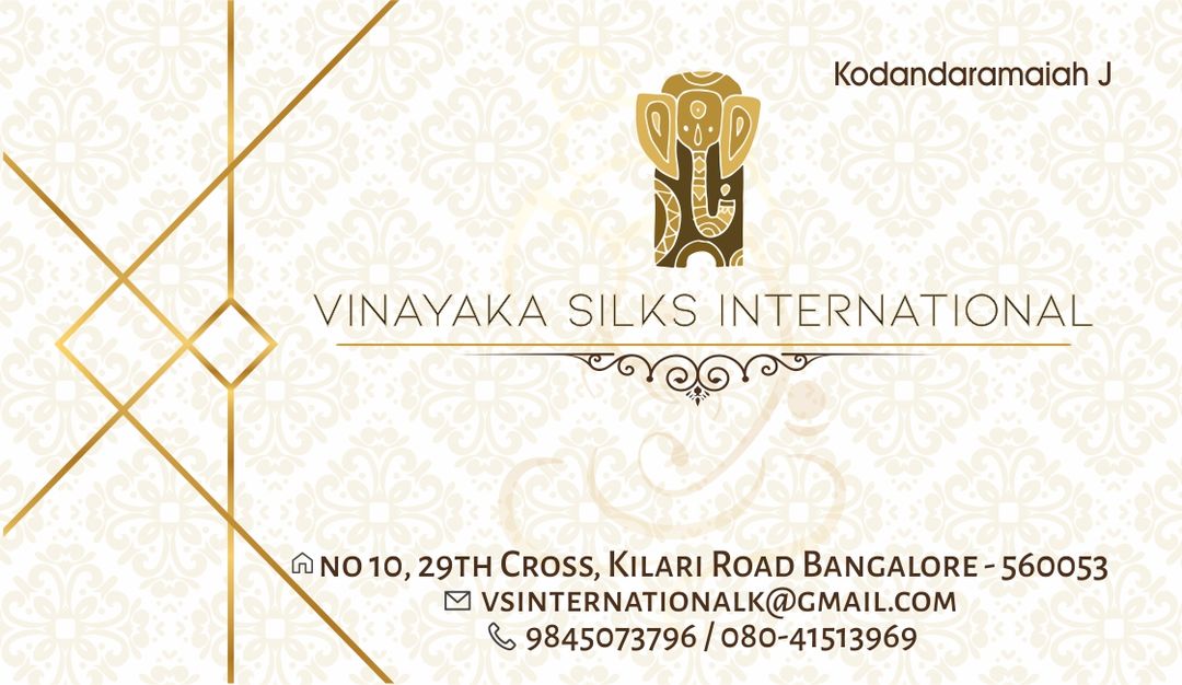 Visiting card store images of Vinayaka silks international