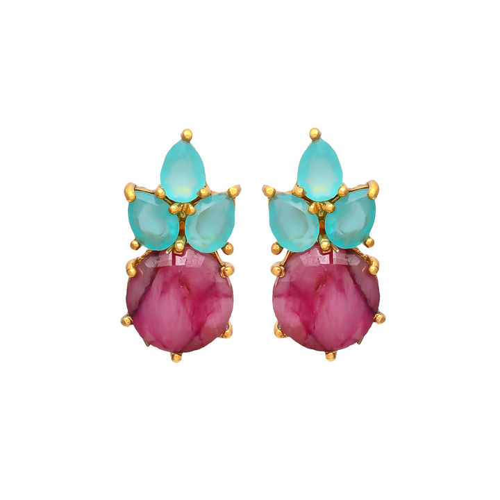 Fuchsia and aqua chalcedony earring uploaded by Jaipur gems jewelry on 4/21/2022
