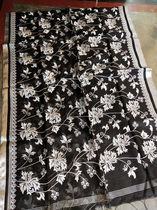 Muslin Parsi work embroidery saree uploaded by business on 4/22/2022