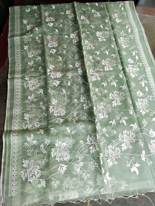 Muslin Parsi work embroidery saree uploaded by business on 4/22/2022