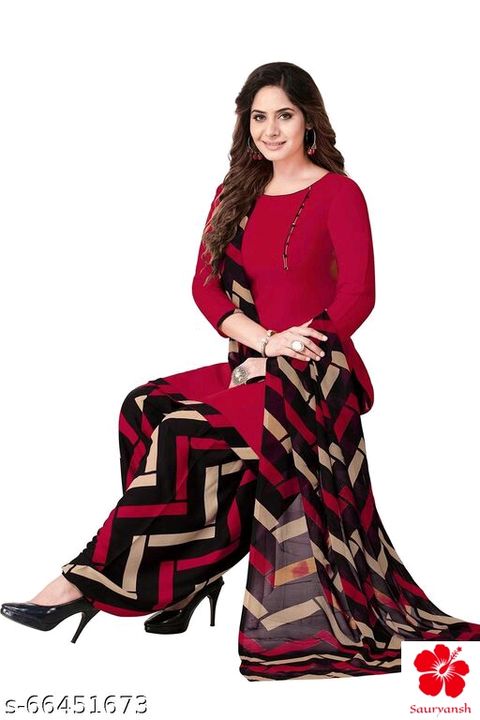 Post image Price :466SuitsName: SuitsTop Fabric: Synthetic + Top Length: 2 MetersBottom Fabric: Synthetic + Bottom Length: 2.5 MetersDupatta Fabric: Synthetic + Dupatta Length: 2.01-2.25Lining Fabric: SyntheticType: Un StitchedPattern: PrintedCountry of Origin: India
