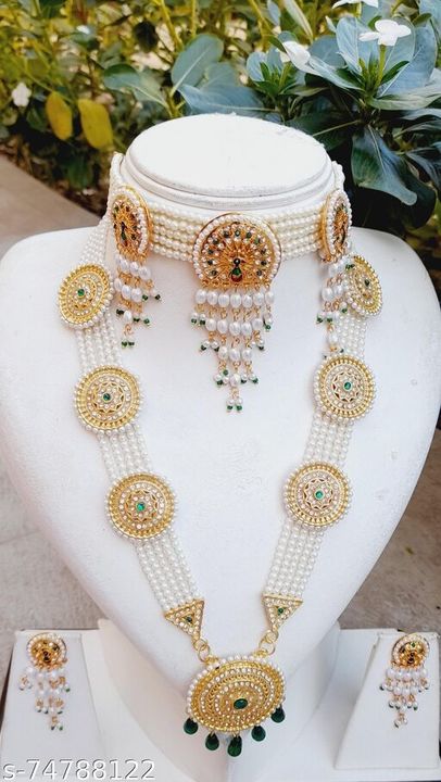 Post image Catalog Name:*Elite Chunky Jewellery Sets* price. 650Base Metal: AlloyPlating: Gold PlatedStone Type: PearlsSizing: AdjustableType: Necklace and EarringsEasy Returns Available In Case Of Any Issue*