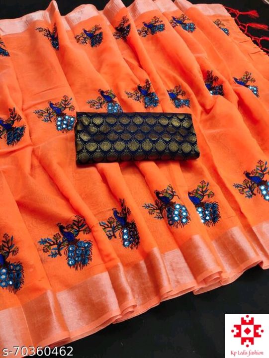 Post image soft cotton silk saree with blouse piece