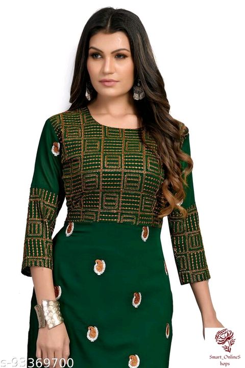 Post image Women's Solid Rayon Kurti
Price:₹891
Size - S, M, L, XL, XXL
Cash on delivery
Online payment available
For orders message me