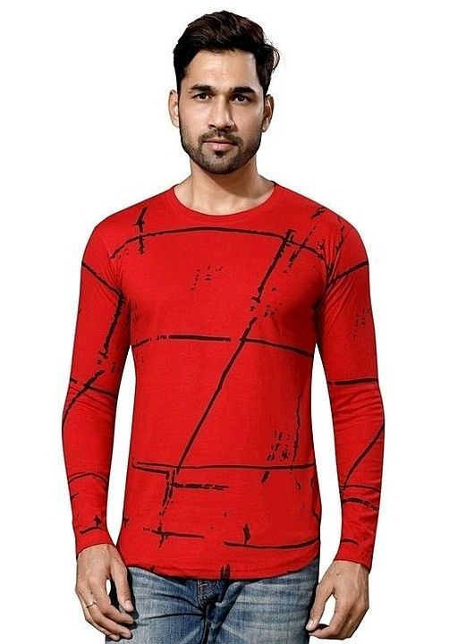 Post image Fabric: Cotton
 Sleeves: Full Sleeves Are Included
 Size: M- Chest - 36 in, Length - Up To 28 in, 
 L - Chest - 38 in Length - Up To 29 in, 
 XL- Chest - 40 in, Length - Up To 30 in, 
 Type: Stitched
 Description: It Has 1 Piece Of Men's T-Shirt
 Work: Printed