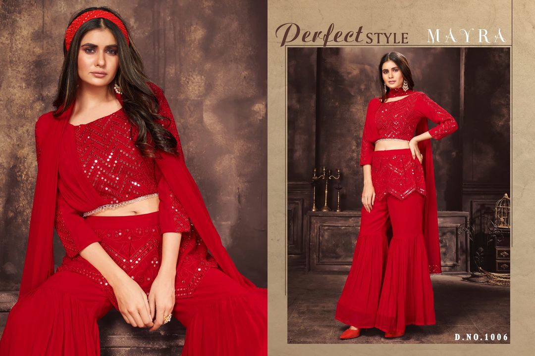 Post image *MAYRA* - New Launching Exclusive ready to wear -
*Couture Collection Vol 1*
Fabric - Georgette and ChinnonWork - fancy work, double sequence and Thread work and various stitching pattern
Stitching - full stitched size wise L(40), XL(42), XXL(44)
Price - 3490Gst - 12% extra
Note - seperate catalog image and real image are inside below link.
Ready to dispatch Single and set wise available 
HD Image - https://www.dropbox.com/sh/tq63qj0djrwqcml/AAApN7RdD-hv_x5_TpRBNaBVa?dl=0