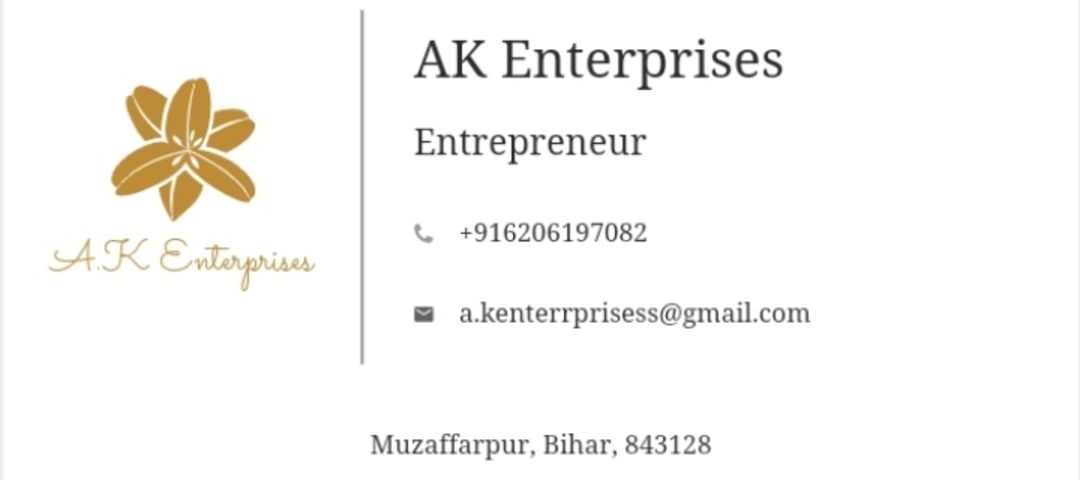 Visiting card store images of A.K Enterprises