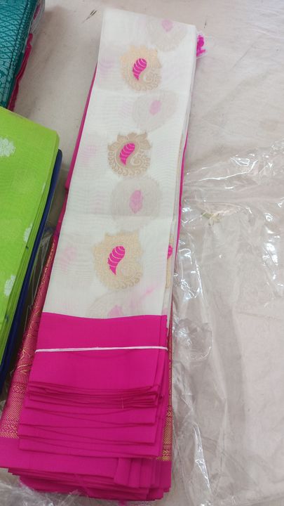 Half white pattu saree pink colour big border  uploaded by S.R handlooms on 4/24/2022