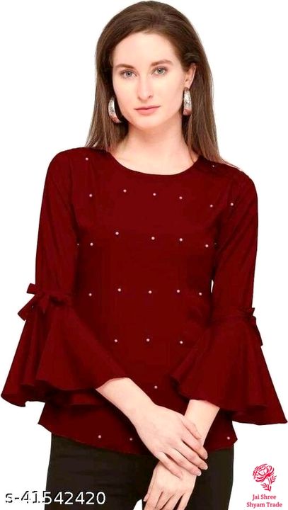 Post image Trendy Rayon Tops For WomenName: Trendy Rayon Tops For WomenFabric: RayonSleeve Length: Three-Quarter SleevesPattern: EmbellishedSizes:XS, S, M, L, XLCountry of Origin: India