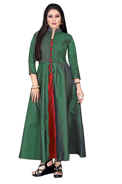 *Size*: L.XL.XXL
Fabric:Taffeta Silk
Type:Anarkali
Length: 53 inch
Sleeve:3/4 Sleeve
Sleeve Style:Re uploaded by business on 10/22/2020